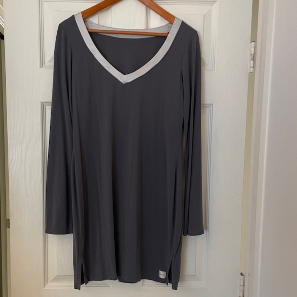 Calvin Klein Essentials Long-Sleeved Nightshirt with Shelf Bra, Size M